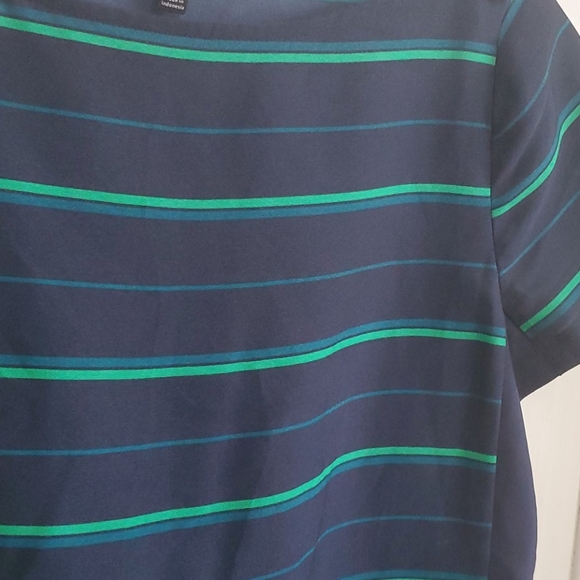 The Limited small blue green striped blouse - Picture 2 of 4